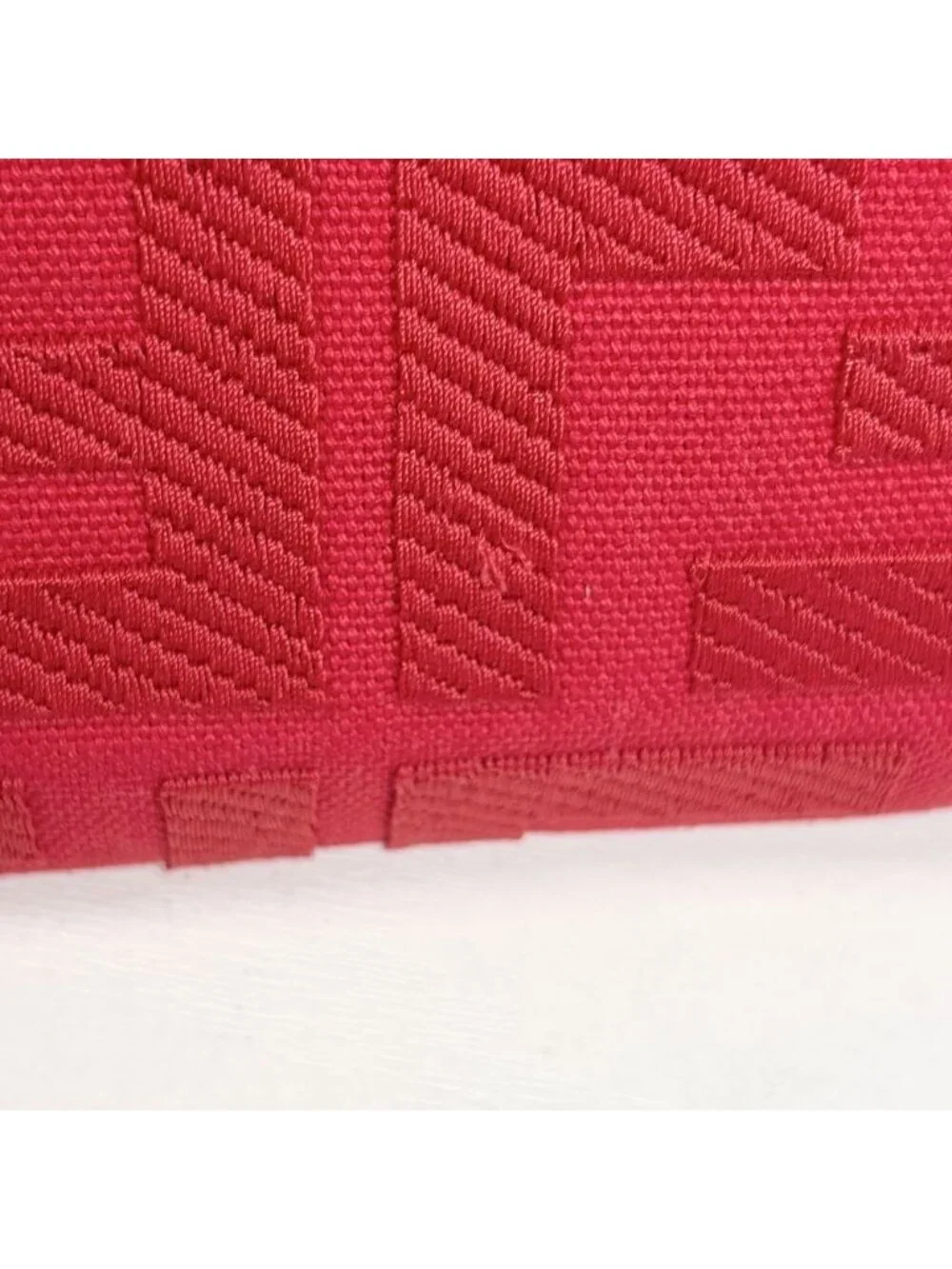 Fendi Pouch Zucca Makeup Container Canvas Leather Red Gold Vintage